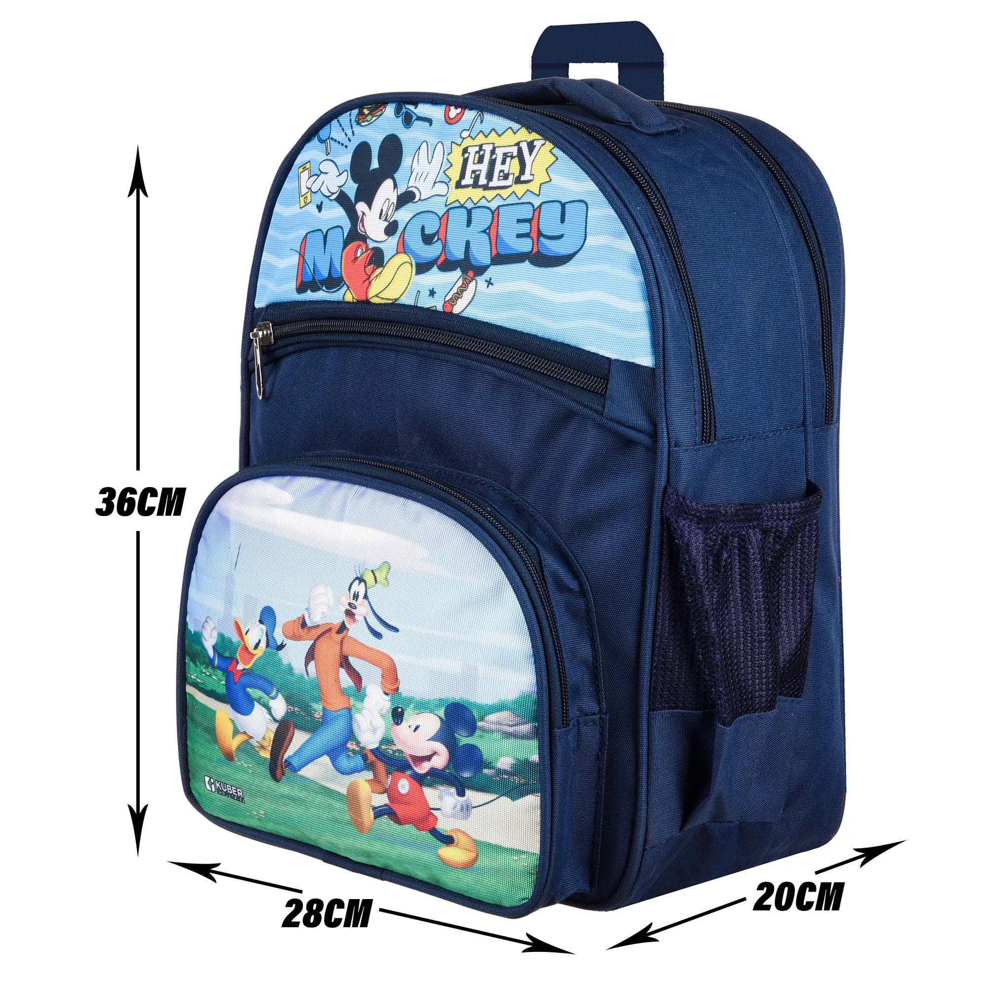 Kuber Industries Disney Hey Mickey School Bags | Kids School Bags | Student Bookbag | Travel Backpack | School Bag for Girls & Boys | School Bag with 4 Compartments | Navy Blue