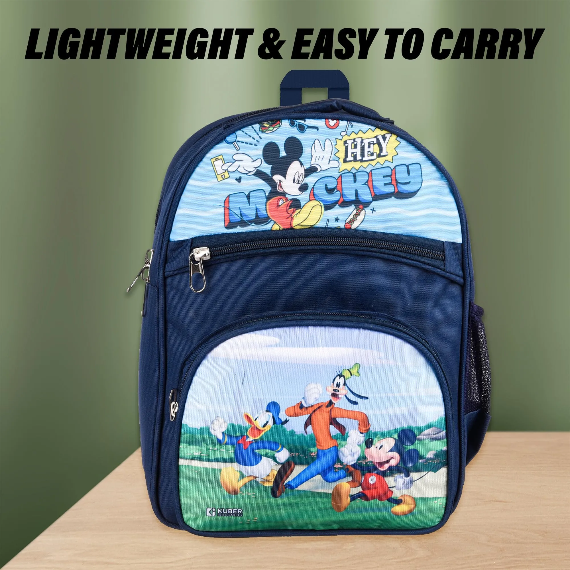 Kuber Industries Disney Hey Mickey School Bags | Kids School Bags | Student Bookbag | Travel Backpack | School Bag for Girls & Boys | School Bag with 4 Compartments | Navy Blue