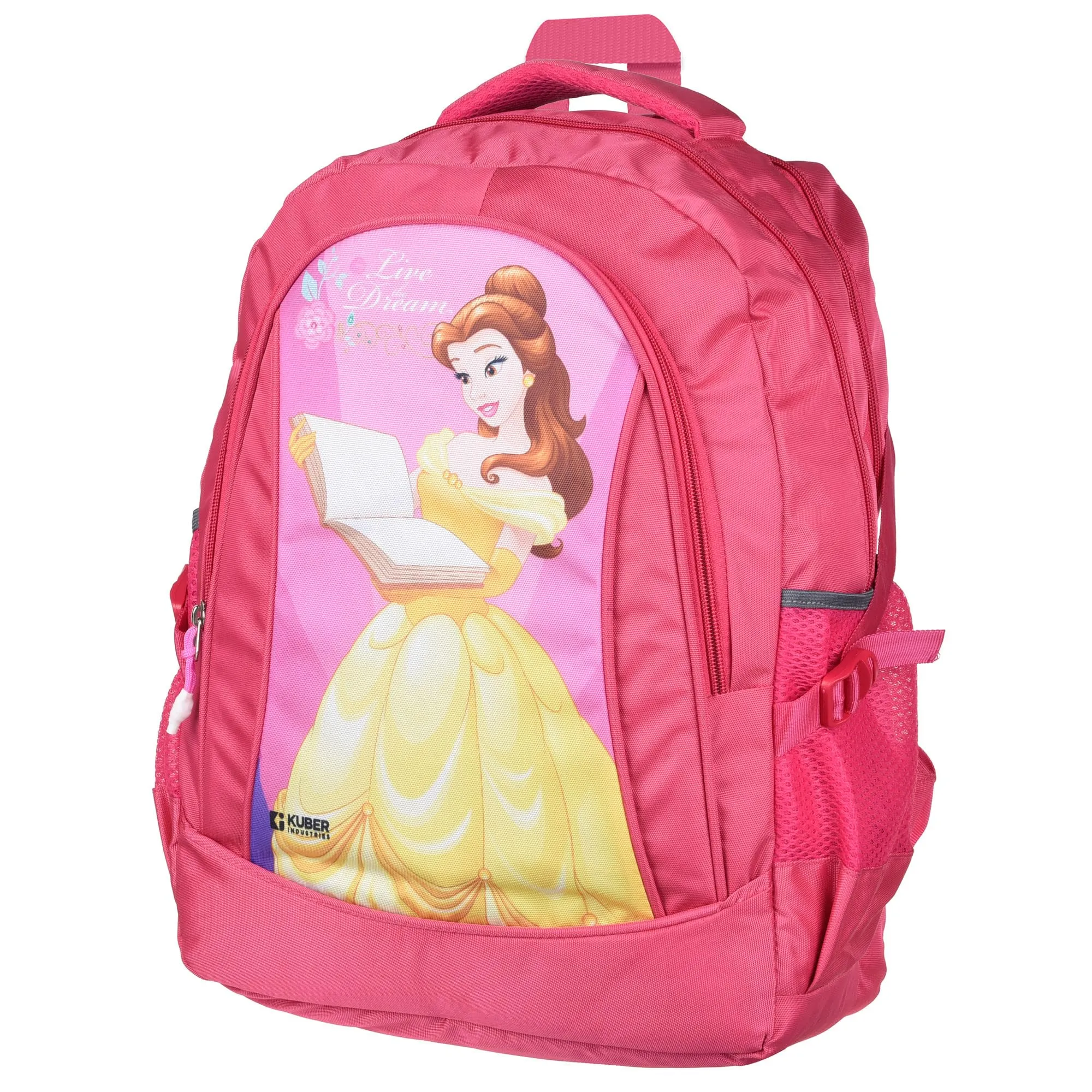 Kuber Industries Disney Princess Love The Dream School Bags | Kids School Bags | Student Bookbag | Travel Backpack | School Bag for Girls & Boys | School Bag with 3 Compartments | Pink