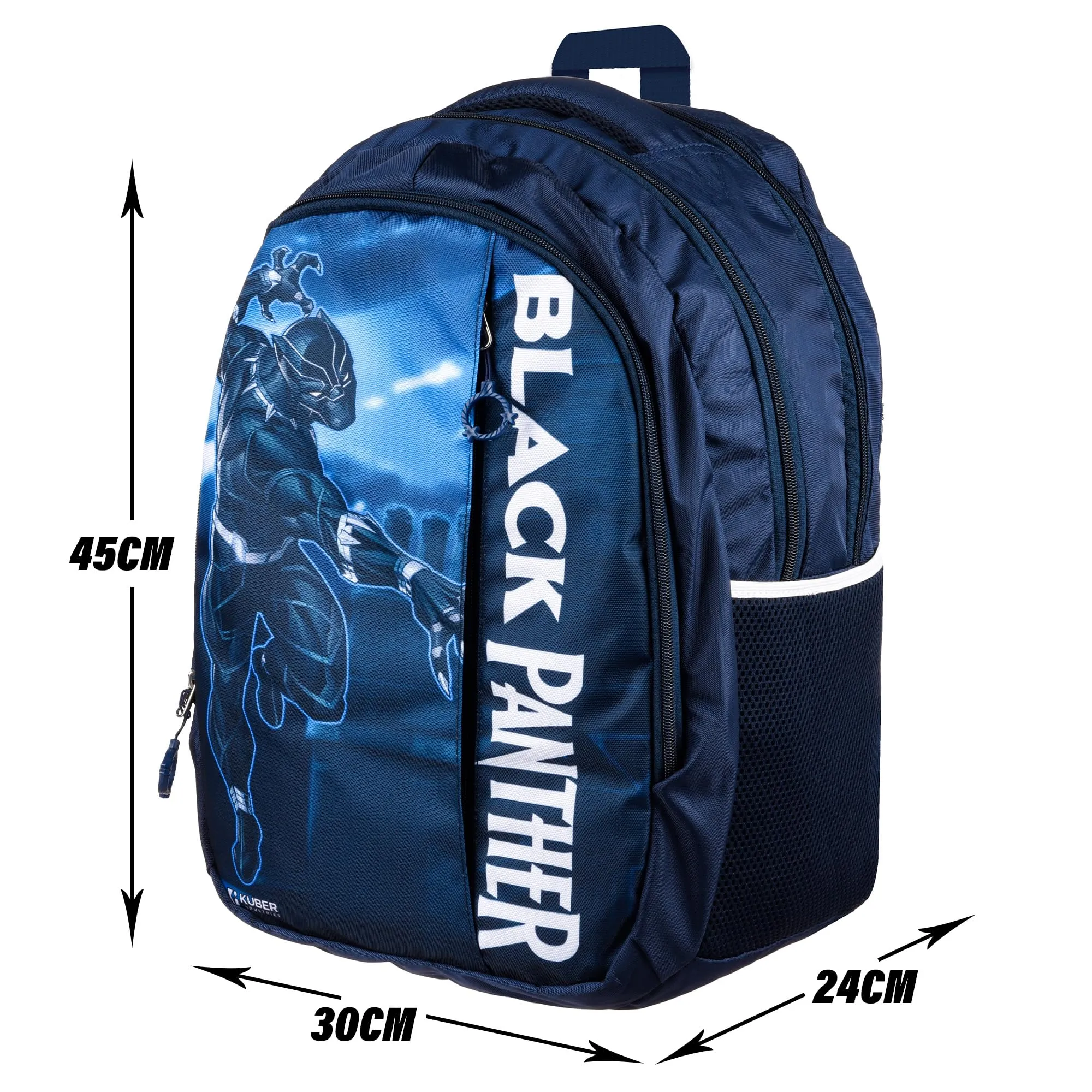 Kuber Industries Marvel Black Panther School Bags | Kids School Bags | Collage Bookbag | Travel Backpack | School Bag for Girls & Boys | School Bag with 5 Compartments | Include Bag Cover | Blue