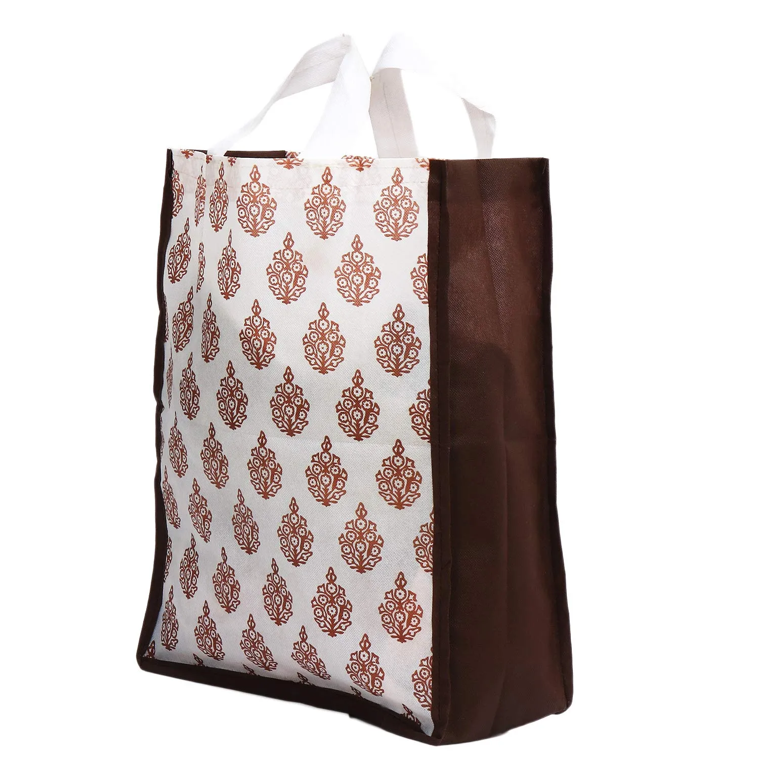 Kuber Industries Medium Size 12 Pieces Non Woven Eco-Friendly Reusable Multipurpose Shopping Carry Bags (Brown) - CTKTC030809