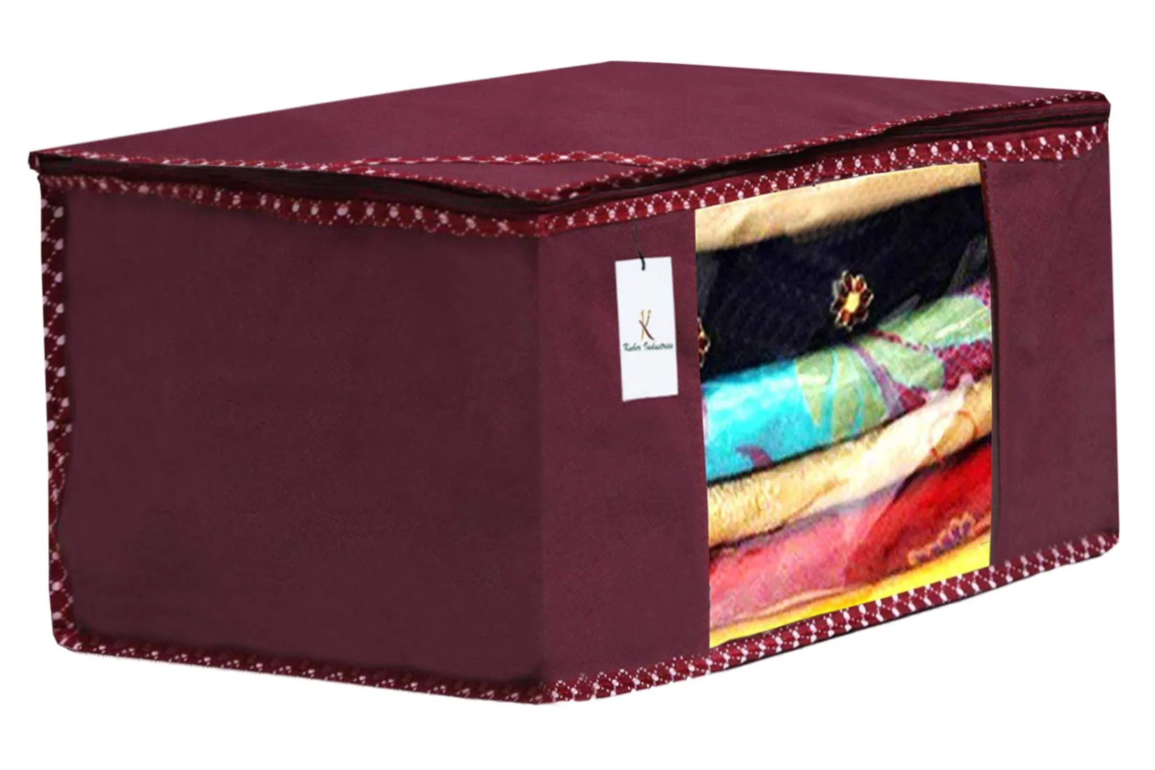 Kuber Industries Polyester Saree Covers With Zip|Clothes Storage Bag|Garment Bag For Travel, Wedding, Storage|Extra Large|Pack Of 3|Maroon