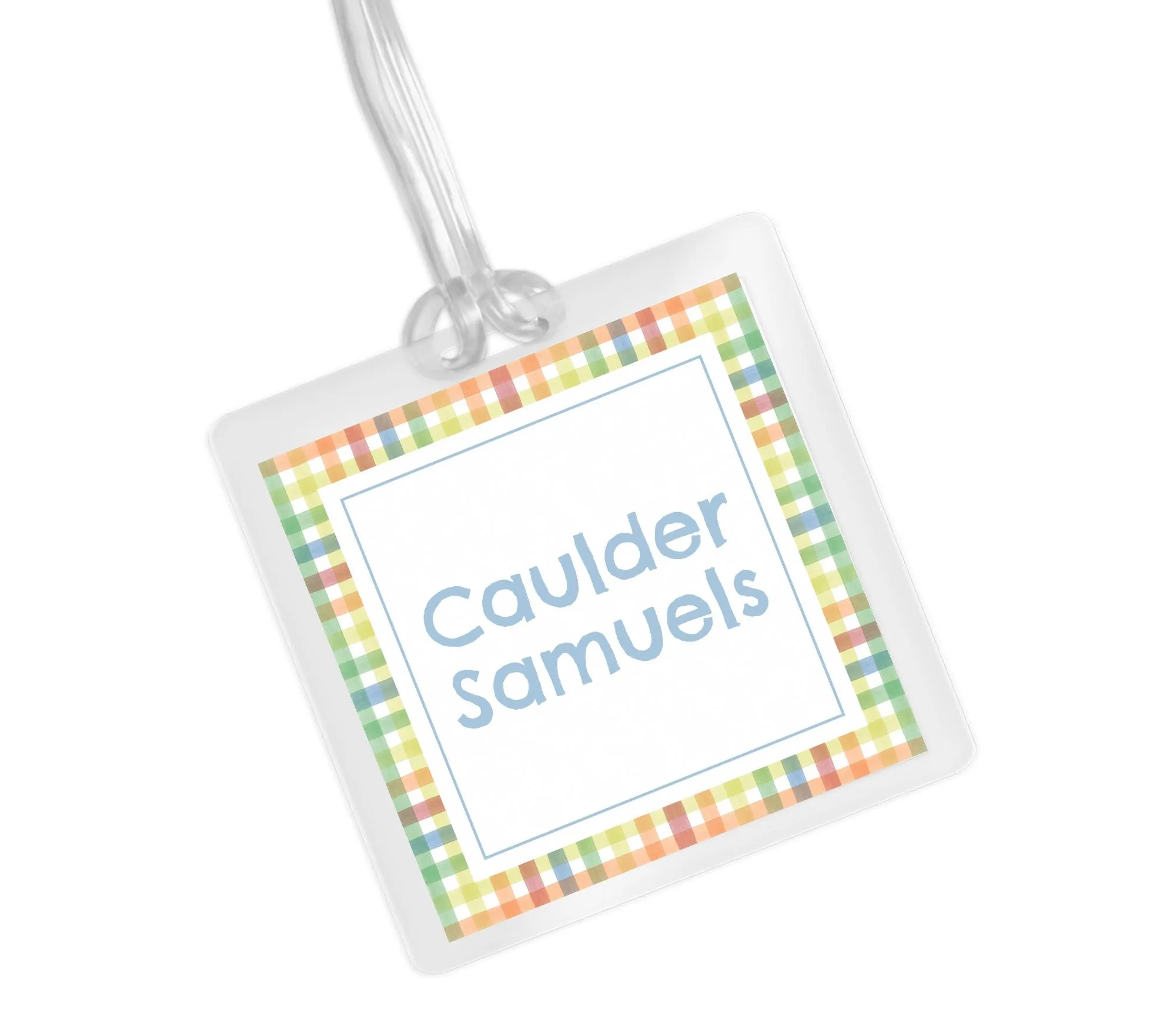 Laminated Bag Tag - Primary Plaid Name