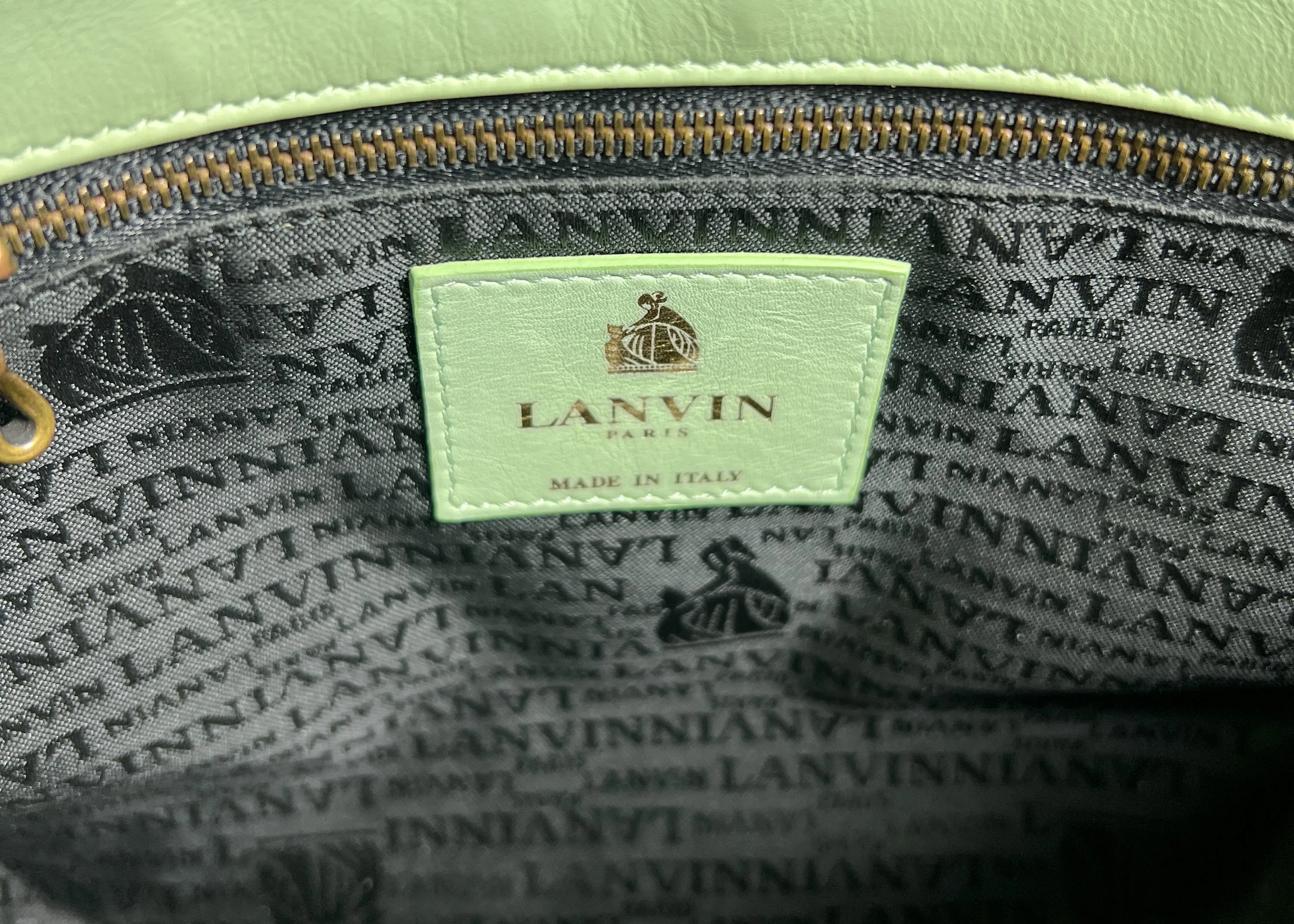 Lanvin mint green leather Happy shoulder bag