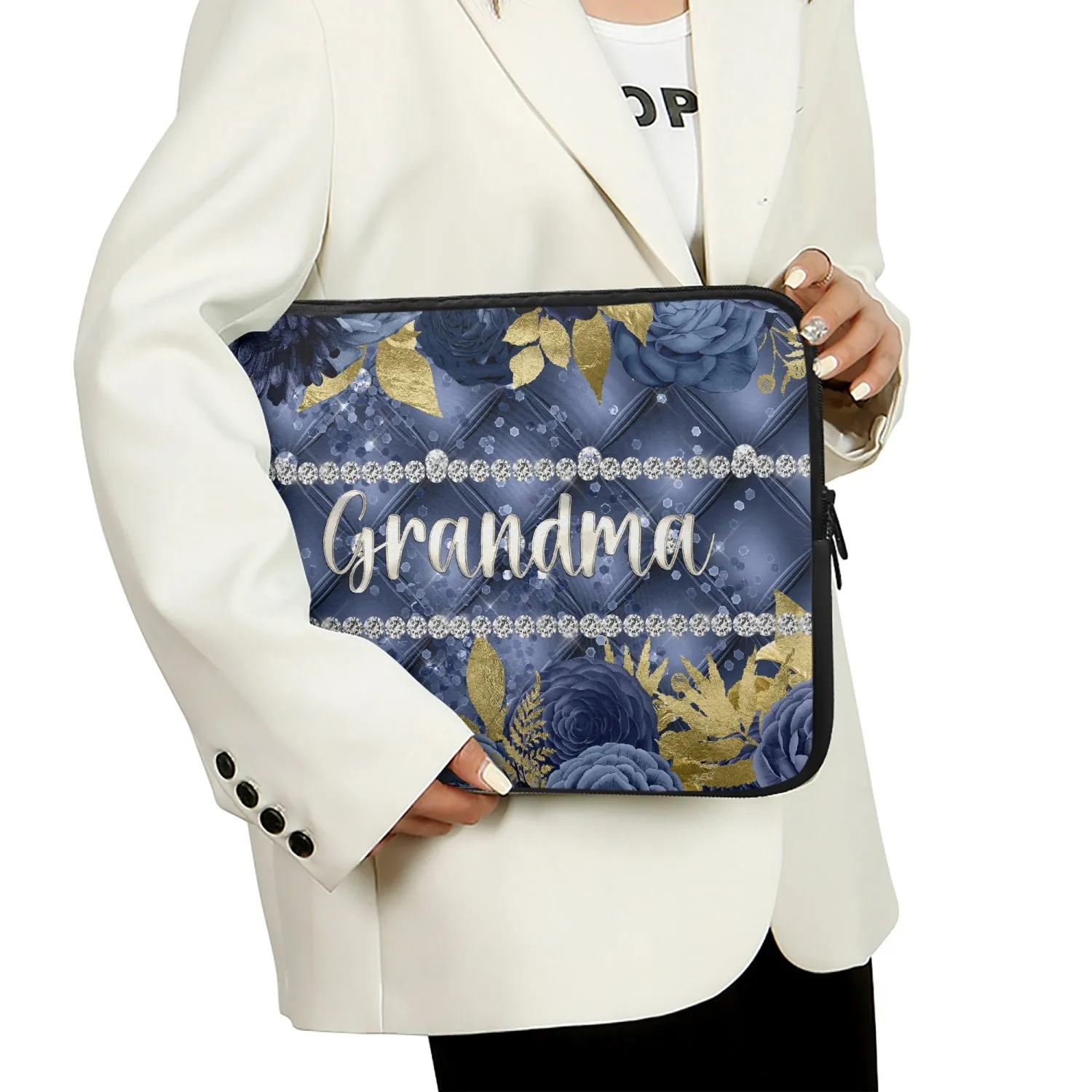 Laptop Sleeve - without handles - Navy Floral - Grandma