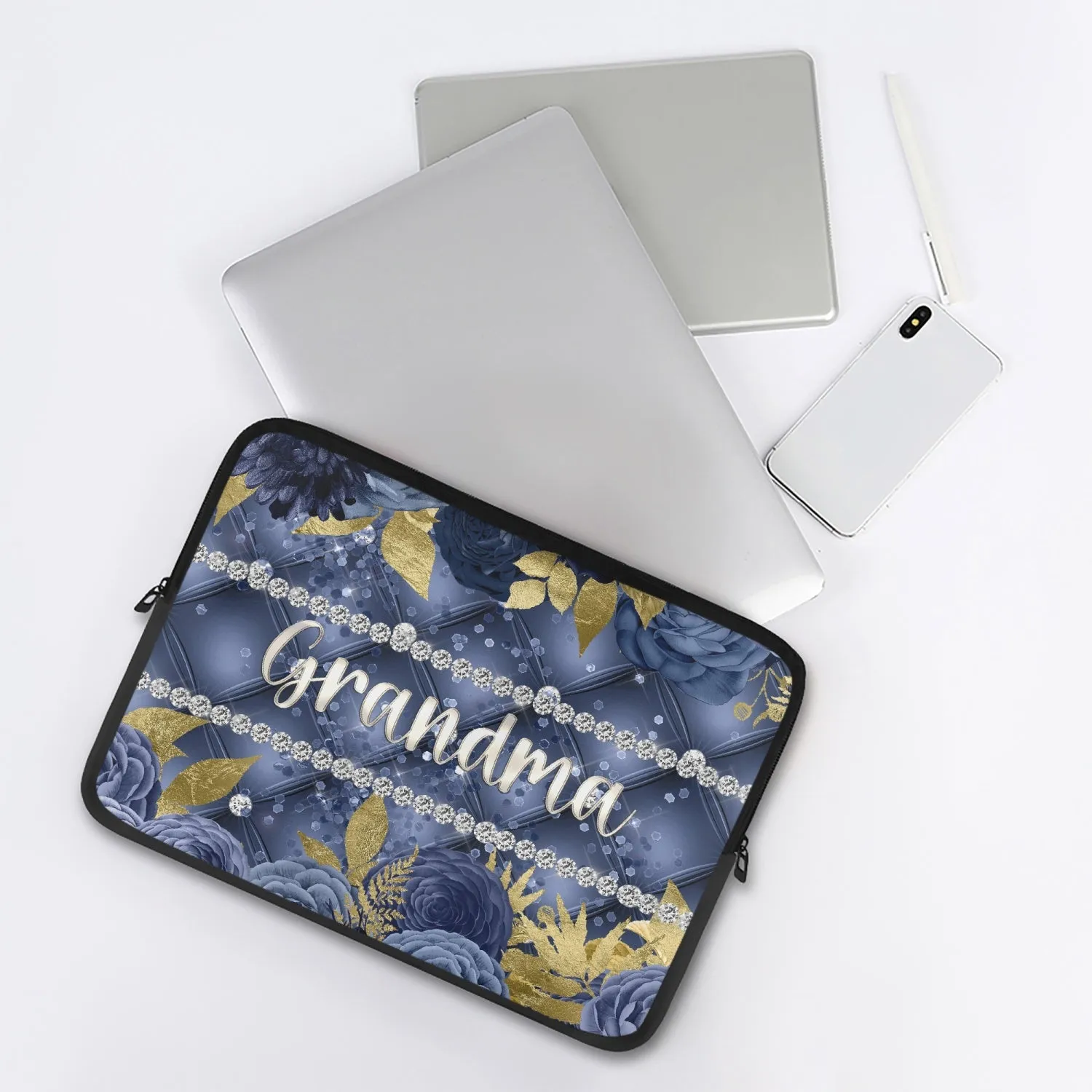 Laptop Sleeve - without handles - Navy Floral - Grandma