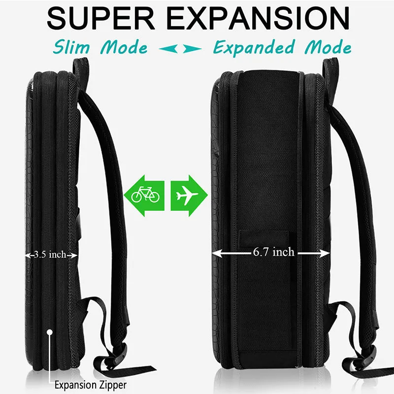 Leather Backpack Slim 15.6 Inch with USB Charging Port Anti-Theft Business Travel Backpack