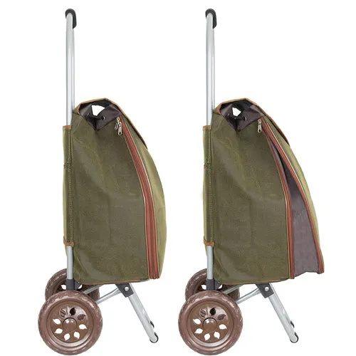 Light Weight 2 Wheel Expandable Shopping Trolley With Oval Handle