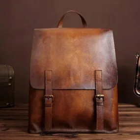 Luxury Simple Genuine Leather Japanese Style Backpack