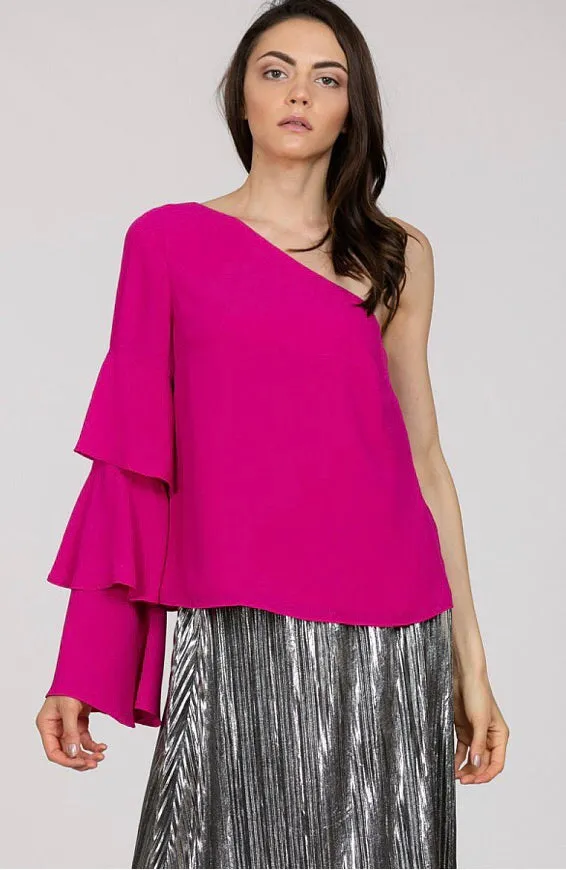 Magenta One Shoulder Blouse