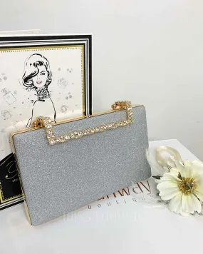 Mandy Glitter Clutch - Silver