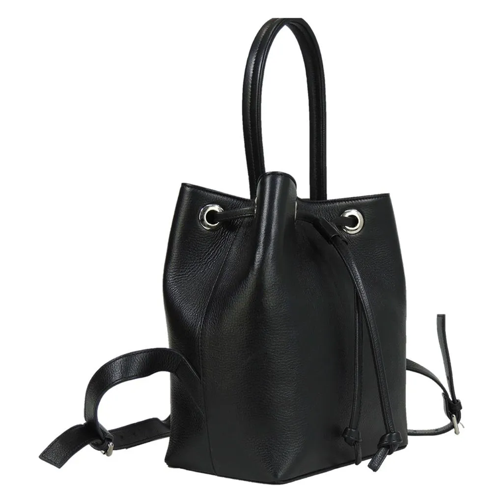 Maria Real Leather Mini Backpack Black