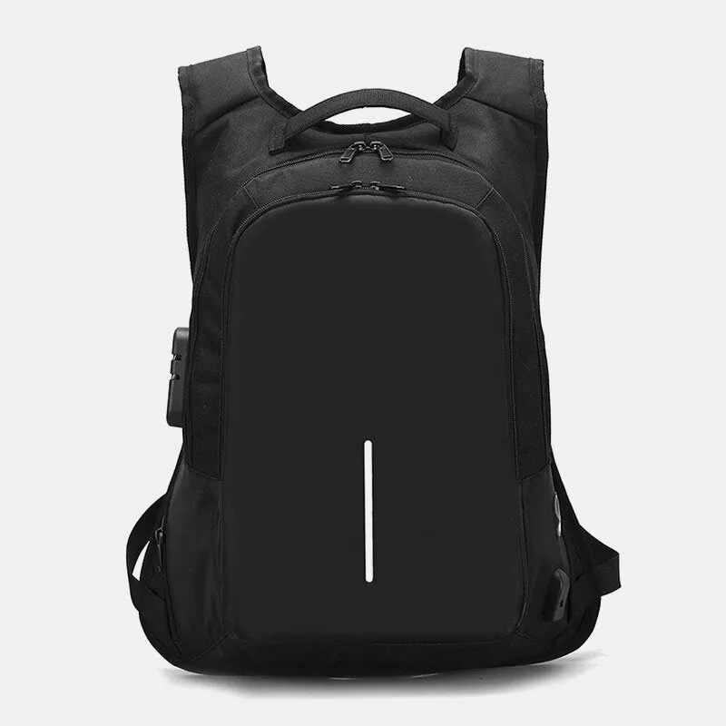 Men Business Patchwork Color 15.6 Inch Labtop Computer Bag With USB Charging Passwork Lock School Backpack