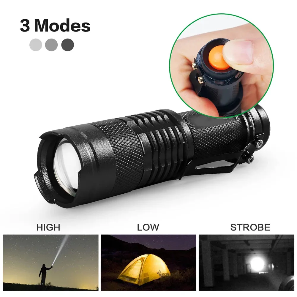 Mini Brightest Led Tactical Flashlights Powerful LED Torch Camping Hunting Fishing Light Lamp Zoomable Flashlight Lantern Lights