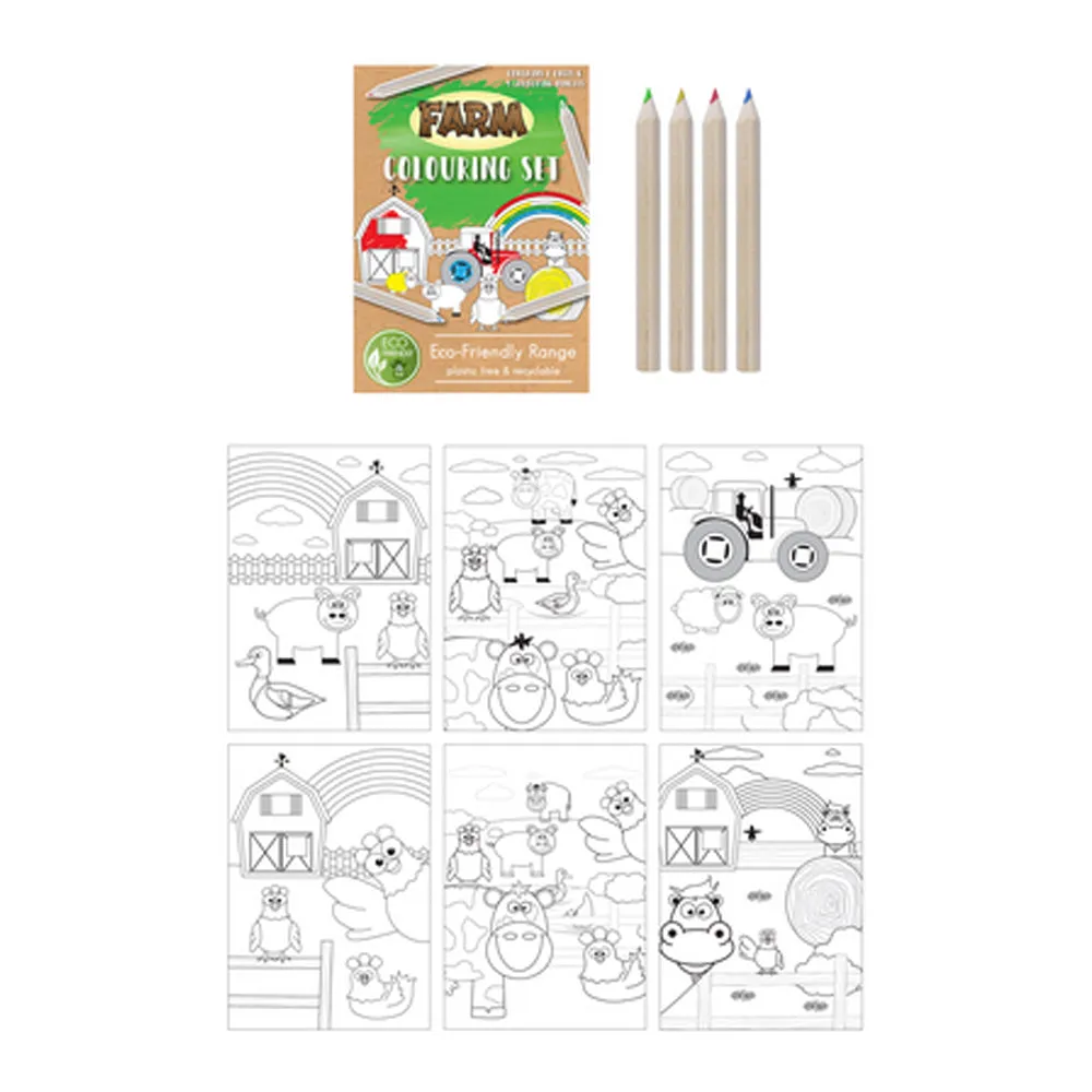 Mini Farm Animal Colouring Set - A6 - Plastic Free