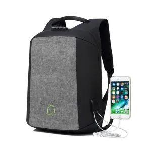 Multi-function Waterproof Nylon Anti-theft Computer Backpack With Changing And Auxiliary Port-Grey