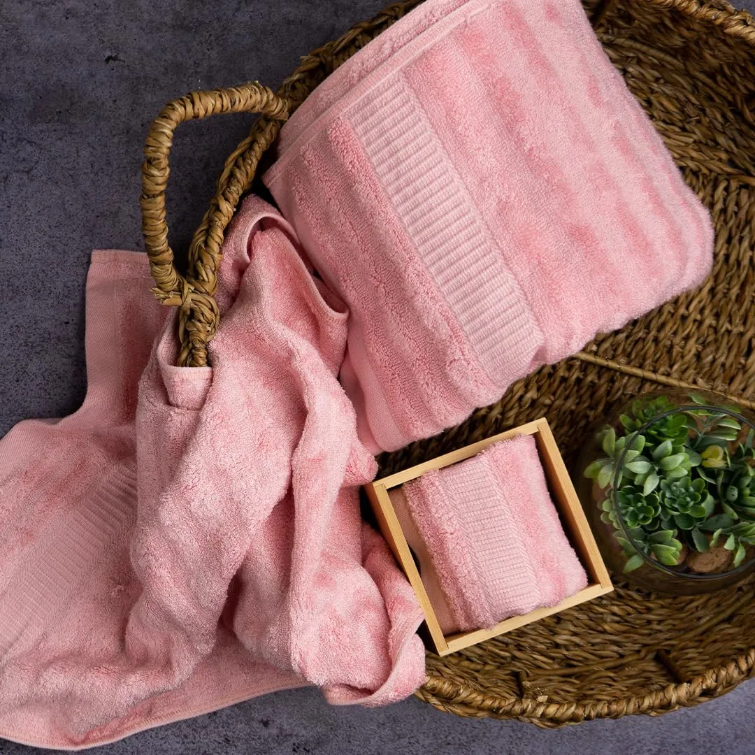 Mush Bamboo Towels Set | Ultra Soft, Absorbent and Antimicrobial 600 GSM (4 Bath Towel, 4 Hand Towel and 4 Face Towel) Perfect for Daily Use and Gifting (Olive, Pink, Navy, & Sky)