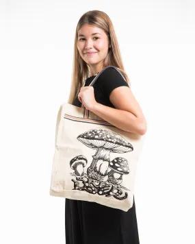 Mushrooms Canvas Everyday Tote Bag in Natural