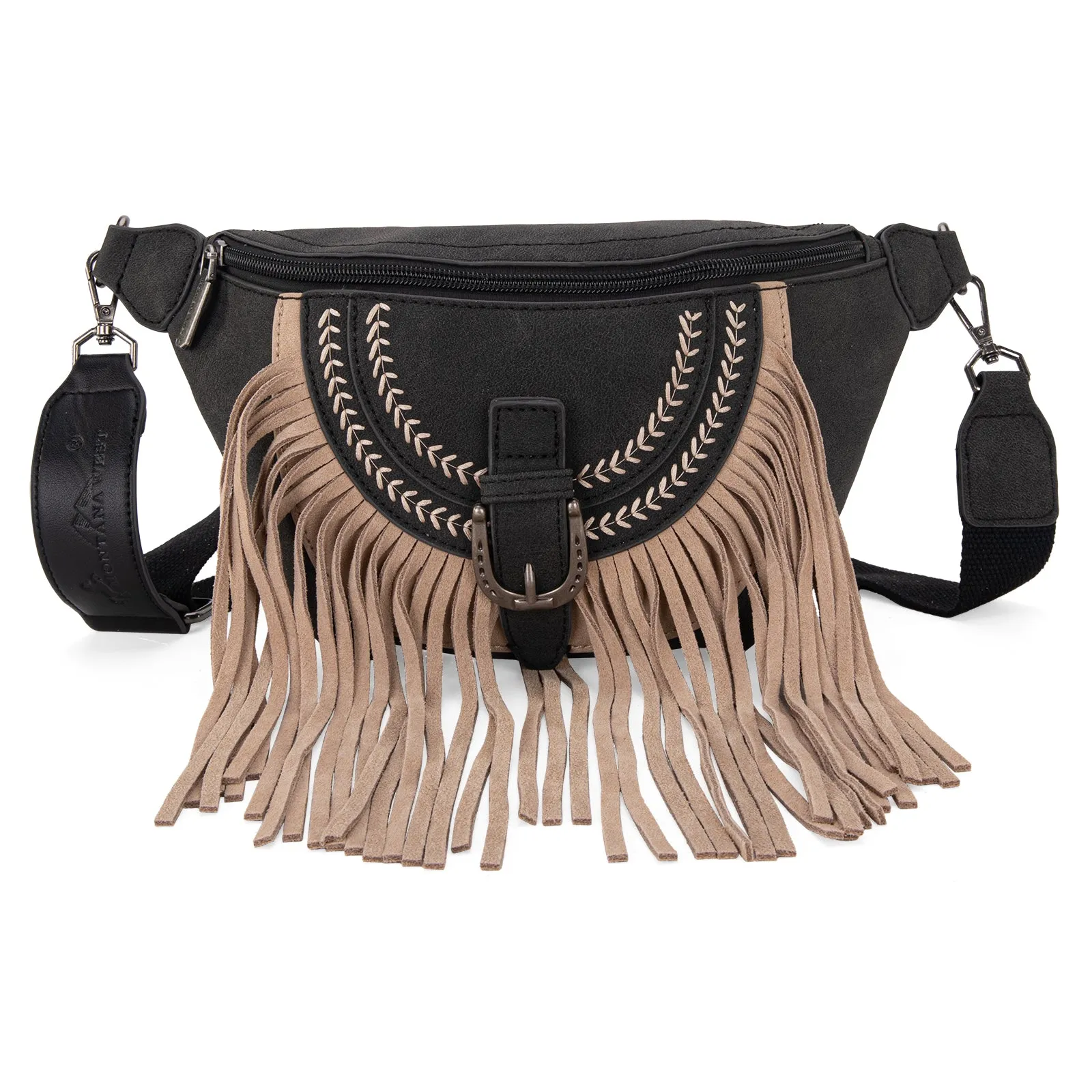 MW1289-194 Montana West Buckle Fringe Collection Fanny Pack