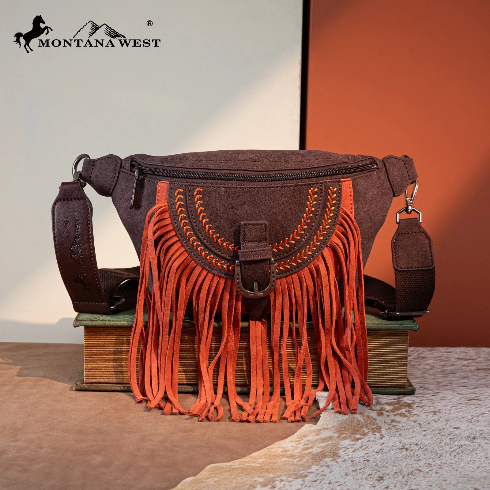 MW1289-194 Montana West Buckle Fringe Collection Fanny Pack