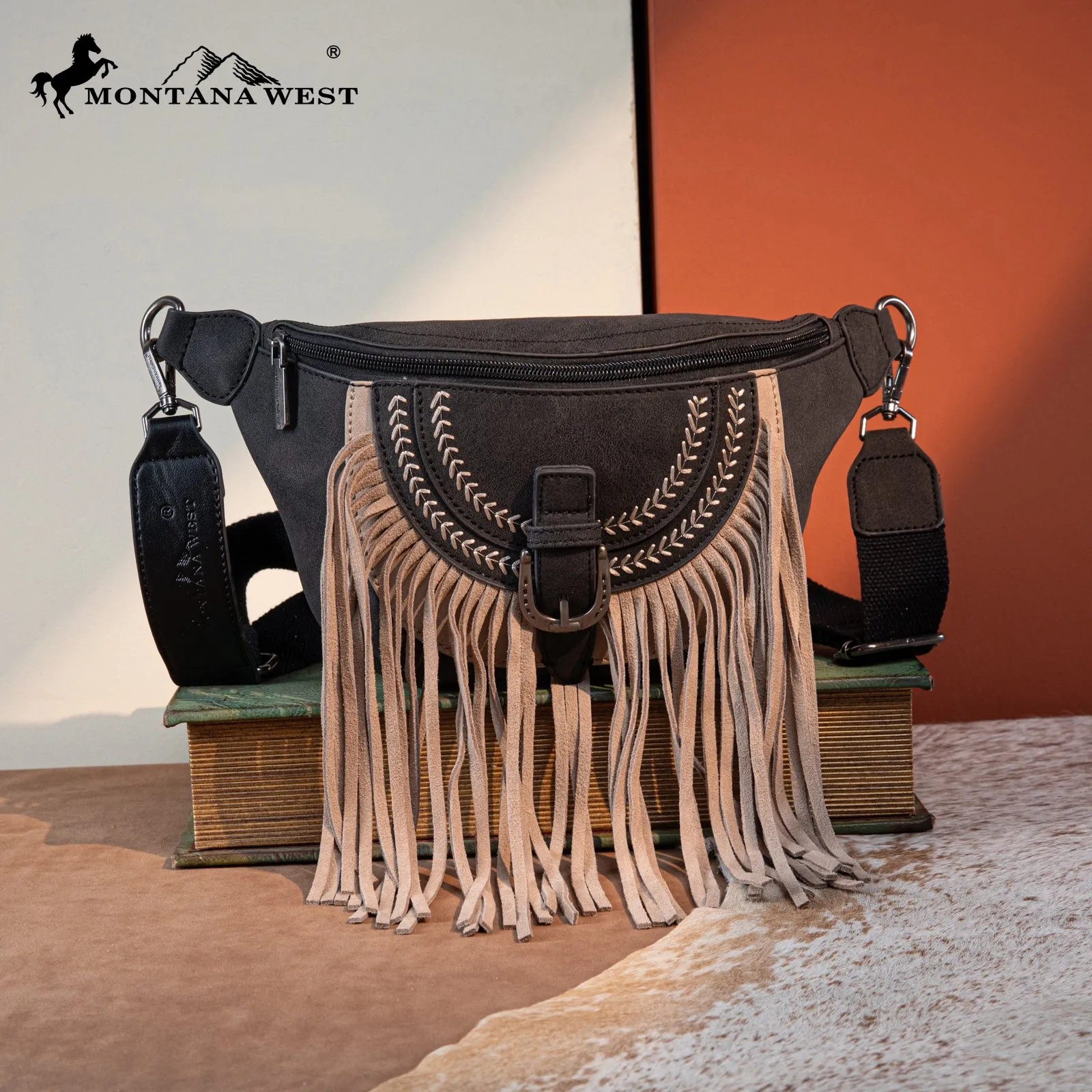 MW1289-194 Montana West Buckle Fringe Collection Fanny Pack