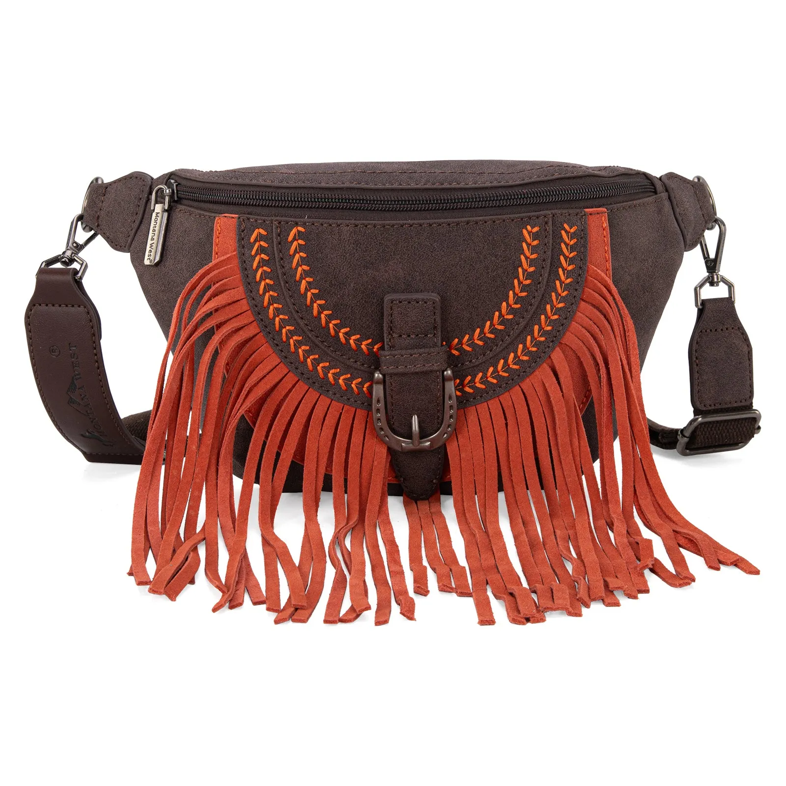 MW1289-194 Montana West Buckle Fringe Collection Fanny Pack