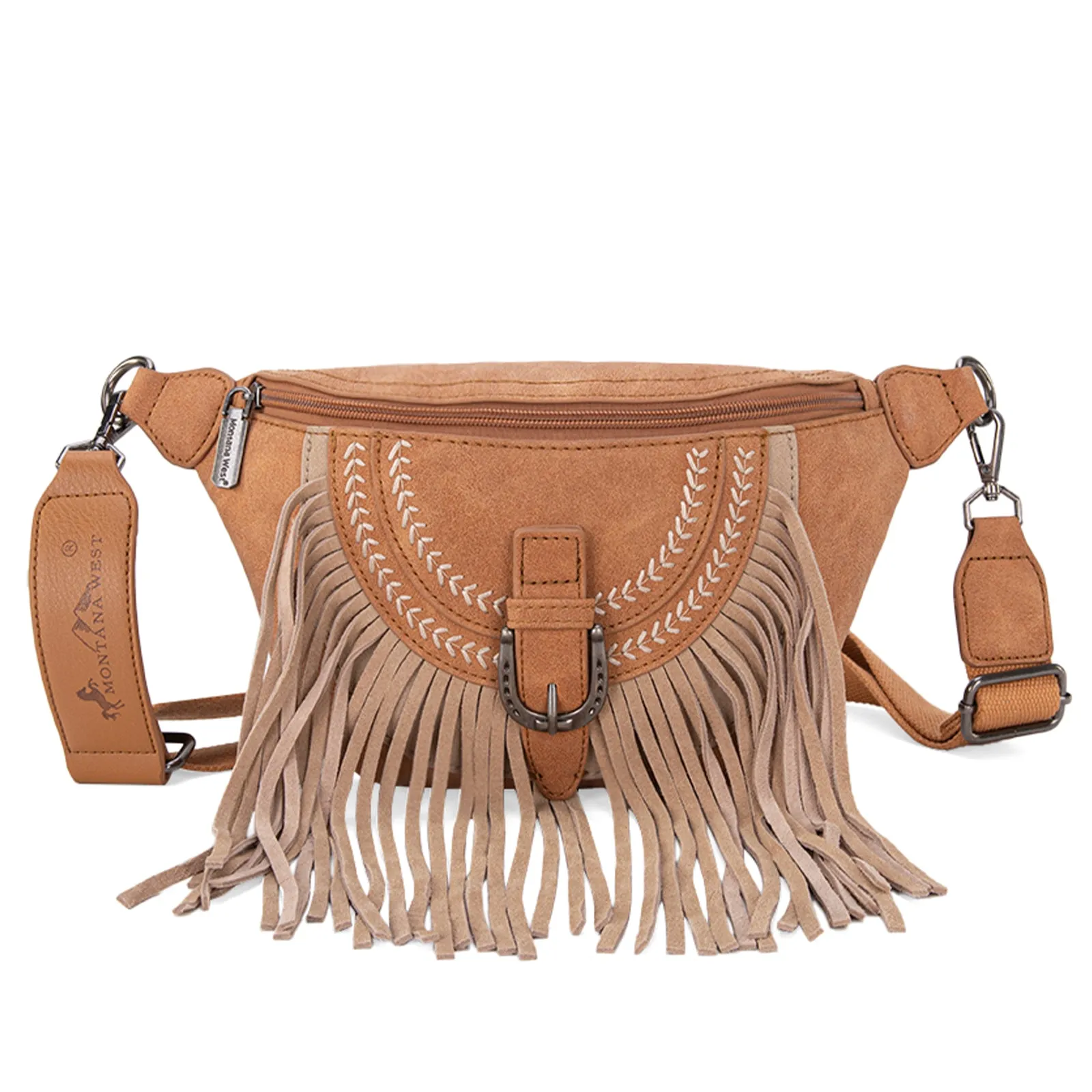 MW1289-194 Montana West Buckle Fringe Collection Fanny Pack