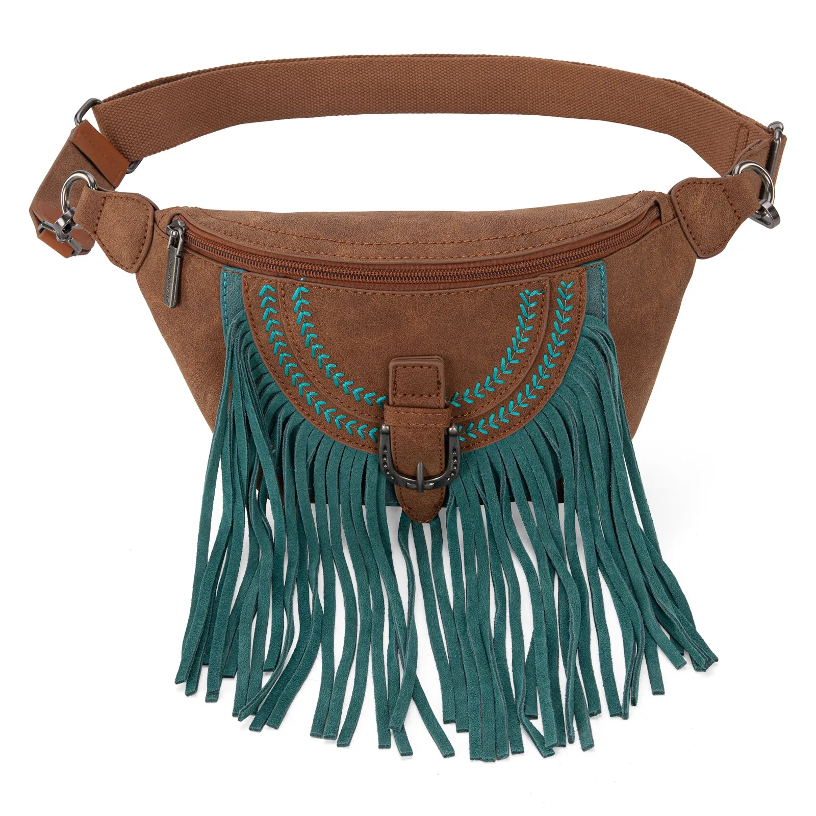 MW1289-194 Montana West Buckle Fringe Collection Fanny Pack