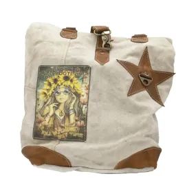 Natural Canvas Flower Child Shoulder Bag