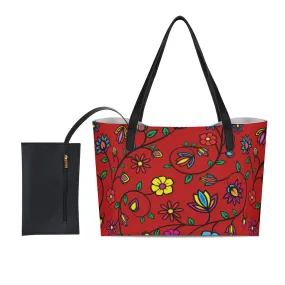 Nature's Nexus Red Shopping Tote Bag With Black Mini Purse