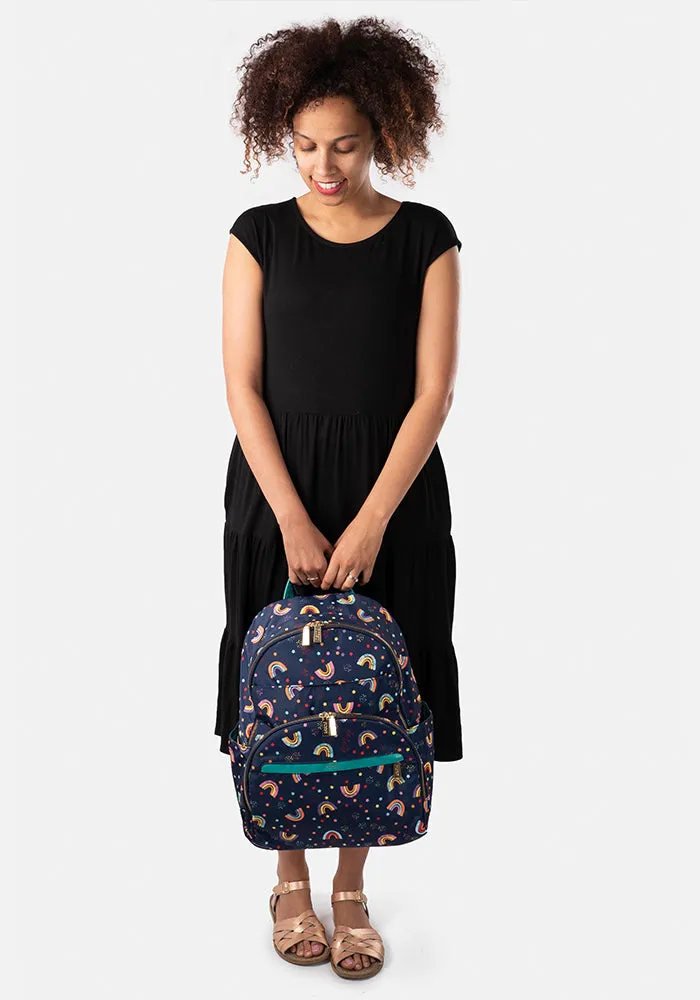 Navy Rainbow Print Rucksack