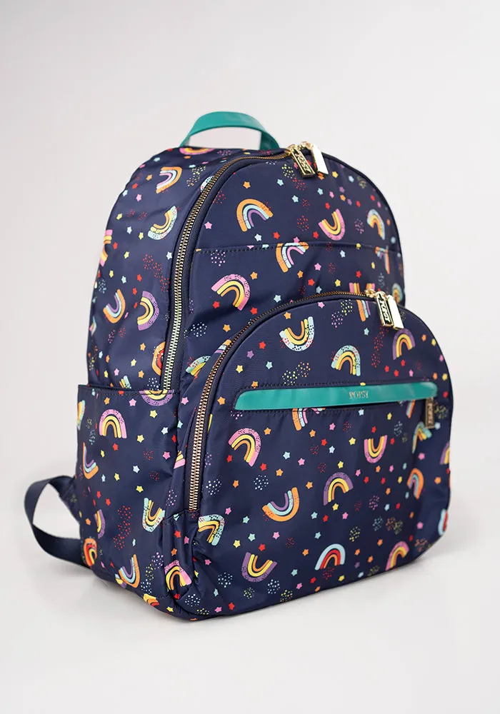 Navy Rainbow Print Rucksack