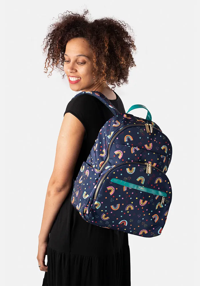 Navy Rainbow Print Rucksack