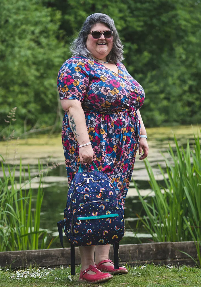 Navy Rainbow Print Rucksack