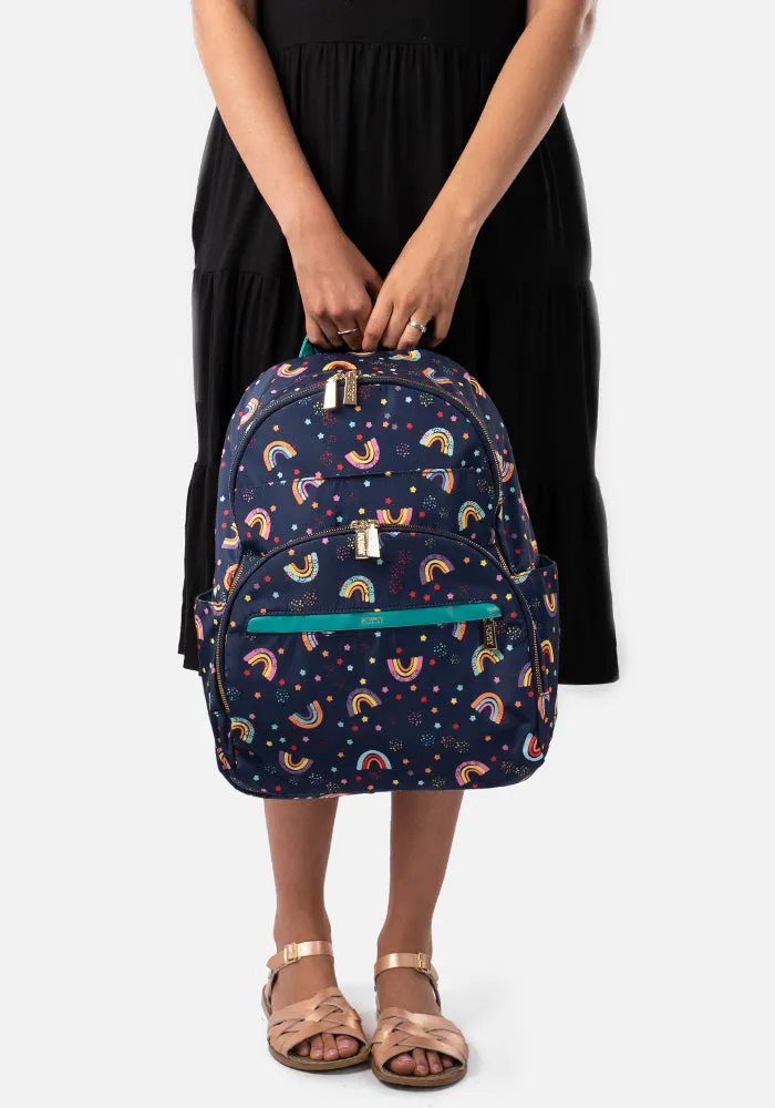 Navy Rainbow Print Rucksack