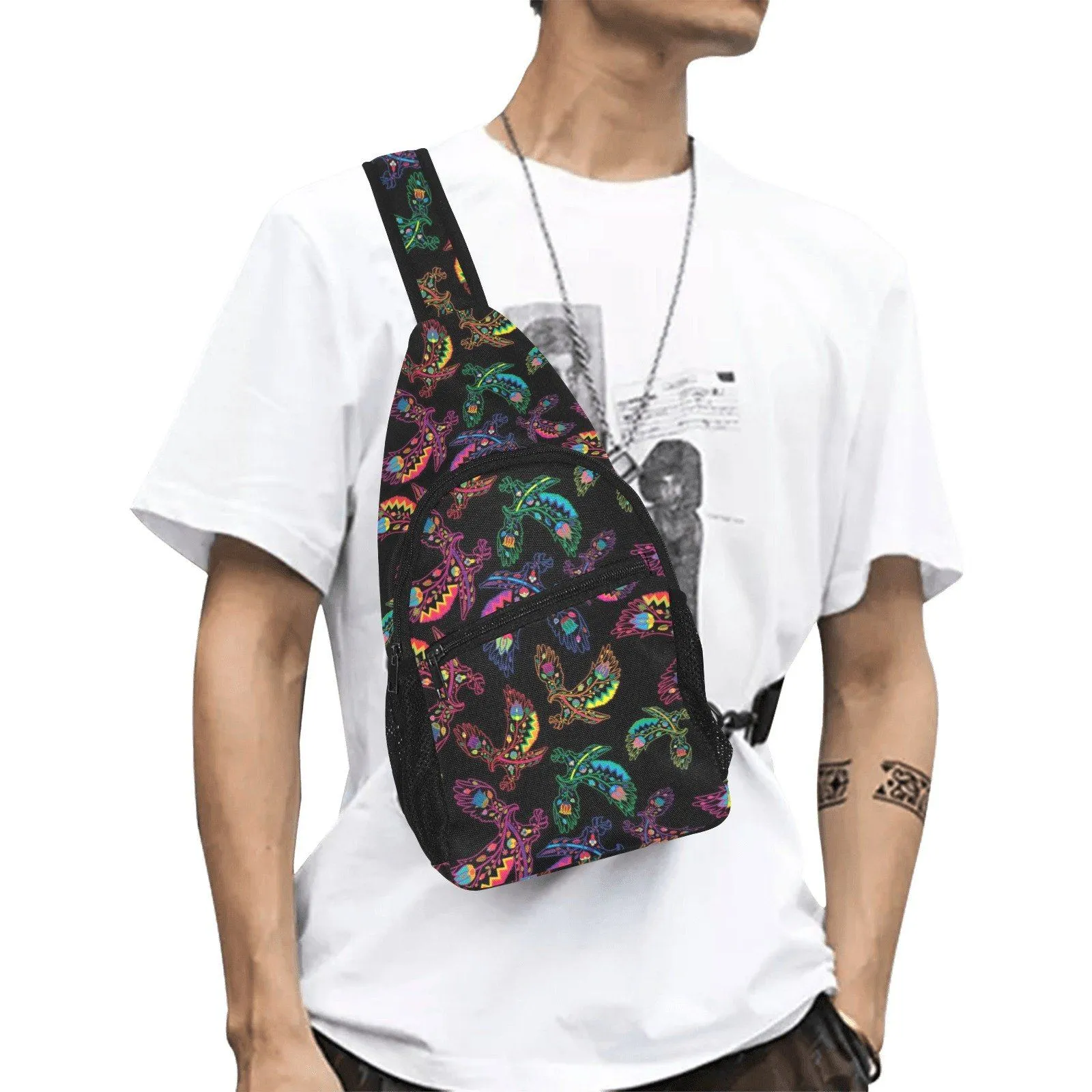 Neon Floral Eagles Chest Bag