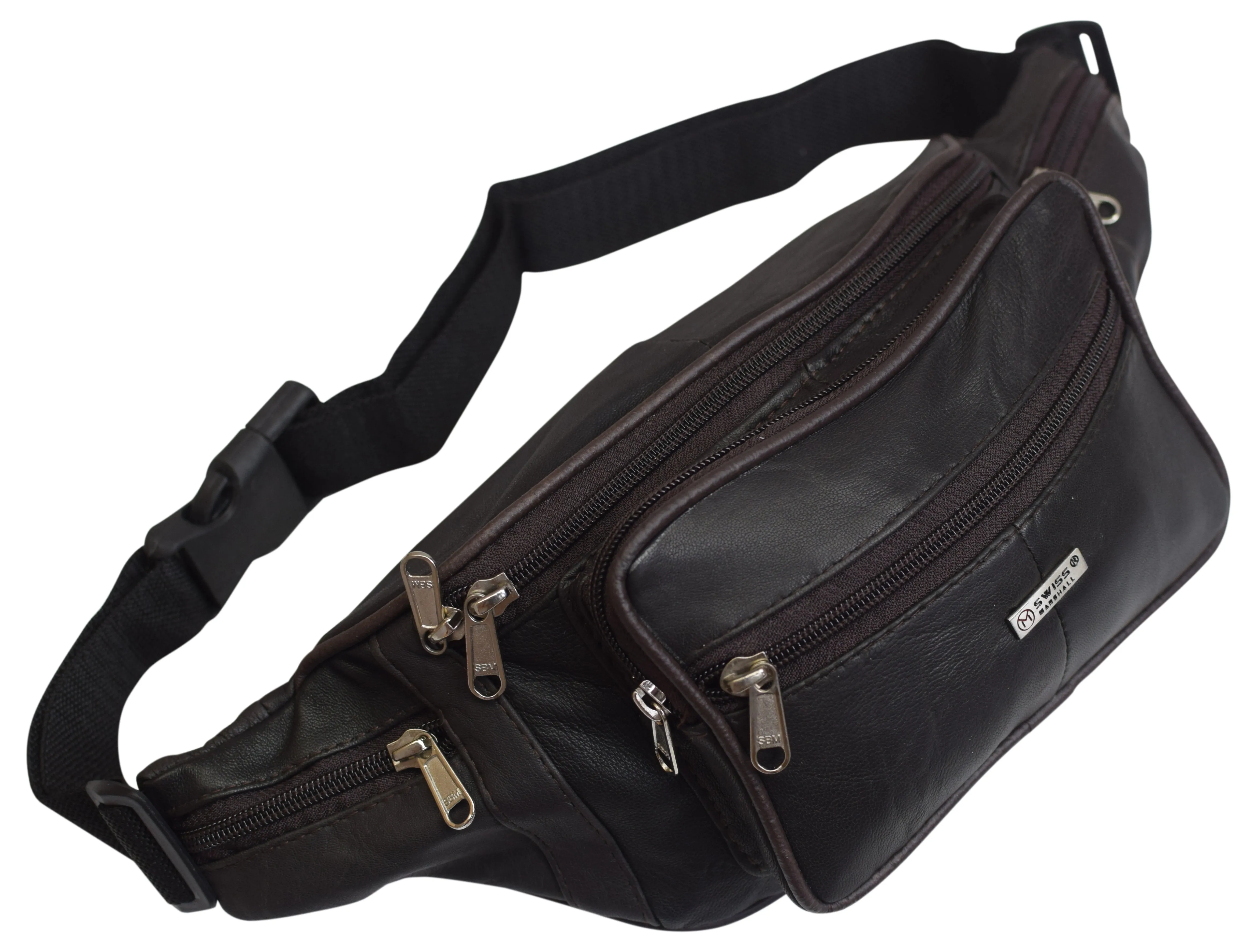 NEW Swiss Marshall Leather Fanny Pack Mens Waist Belt Bag Womens Purse Hip Pouch Travel 050LG