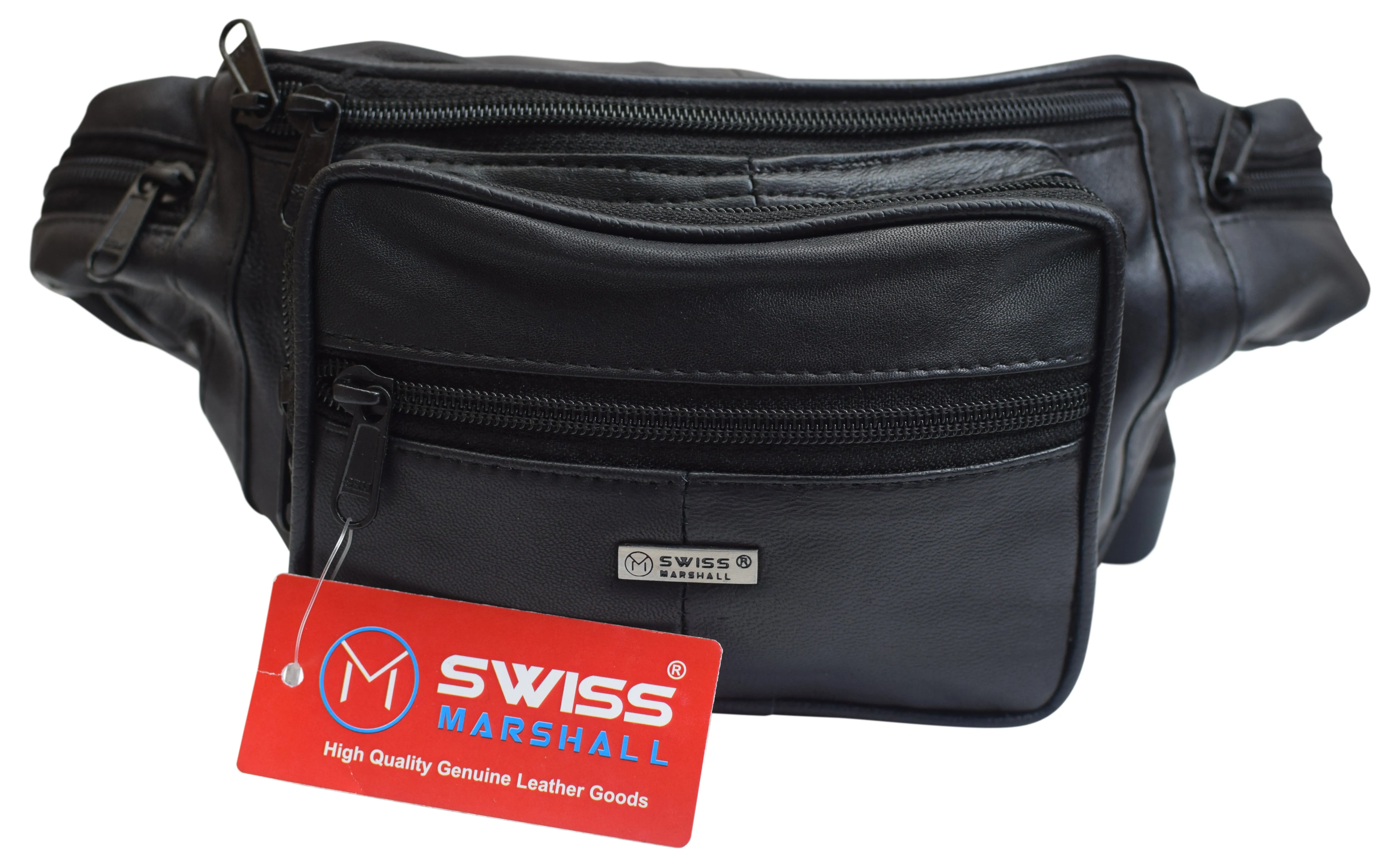 NEW Swiss Marshall Leather Fanny Pack Mens Waist Belt Bag Womens Purse Hip Pouch Travel 050LG