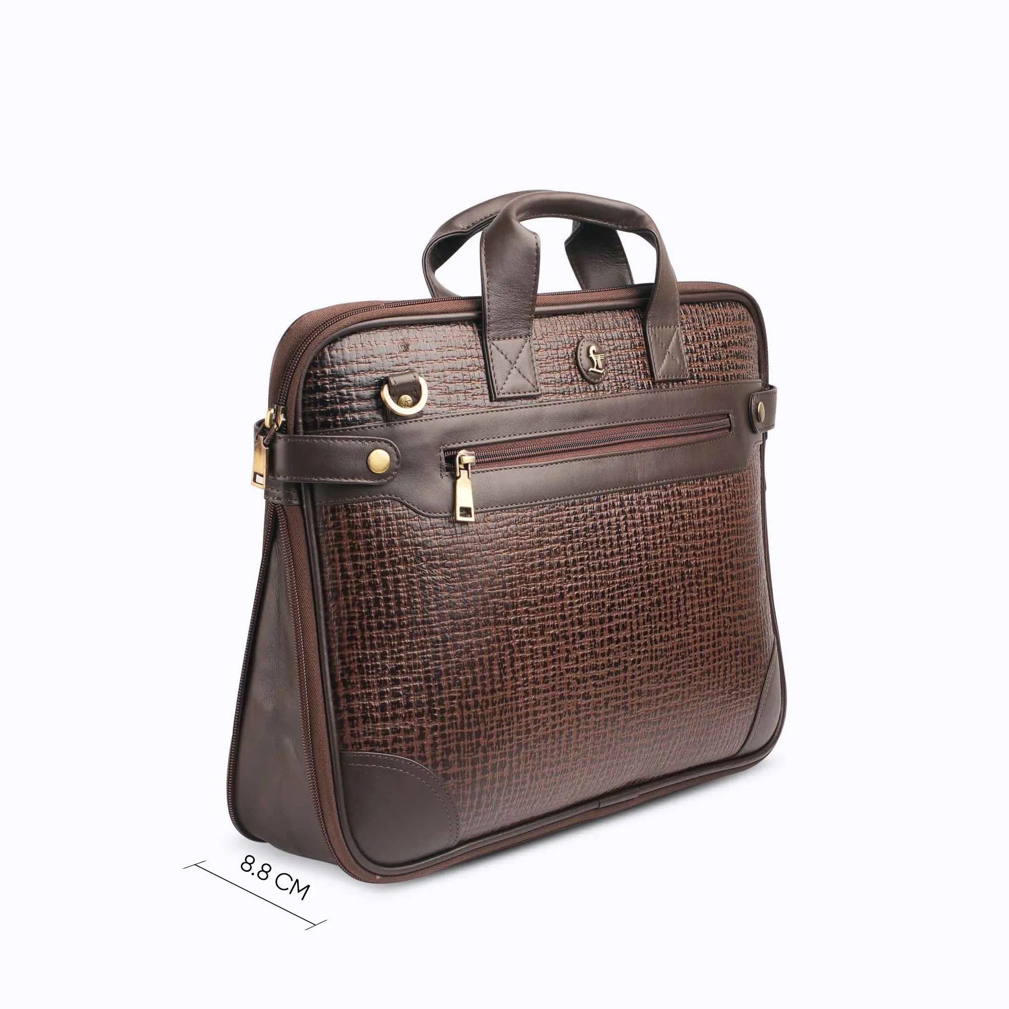 Office Folio Bag  III | Leather Portfolio Bag | 100% Genuine Leather | For Office Use | Colour - Crisscross Brown & Black