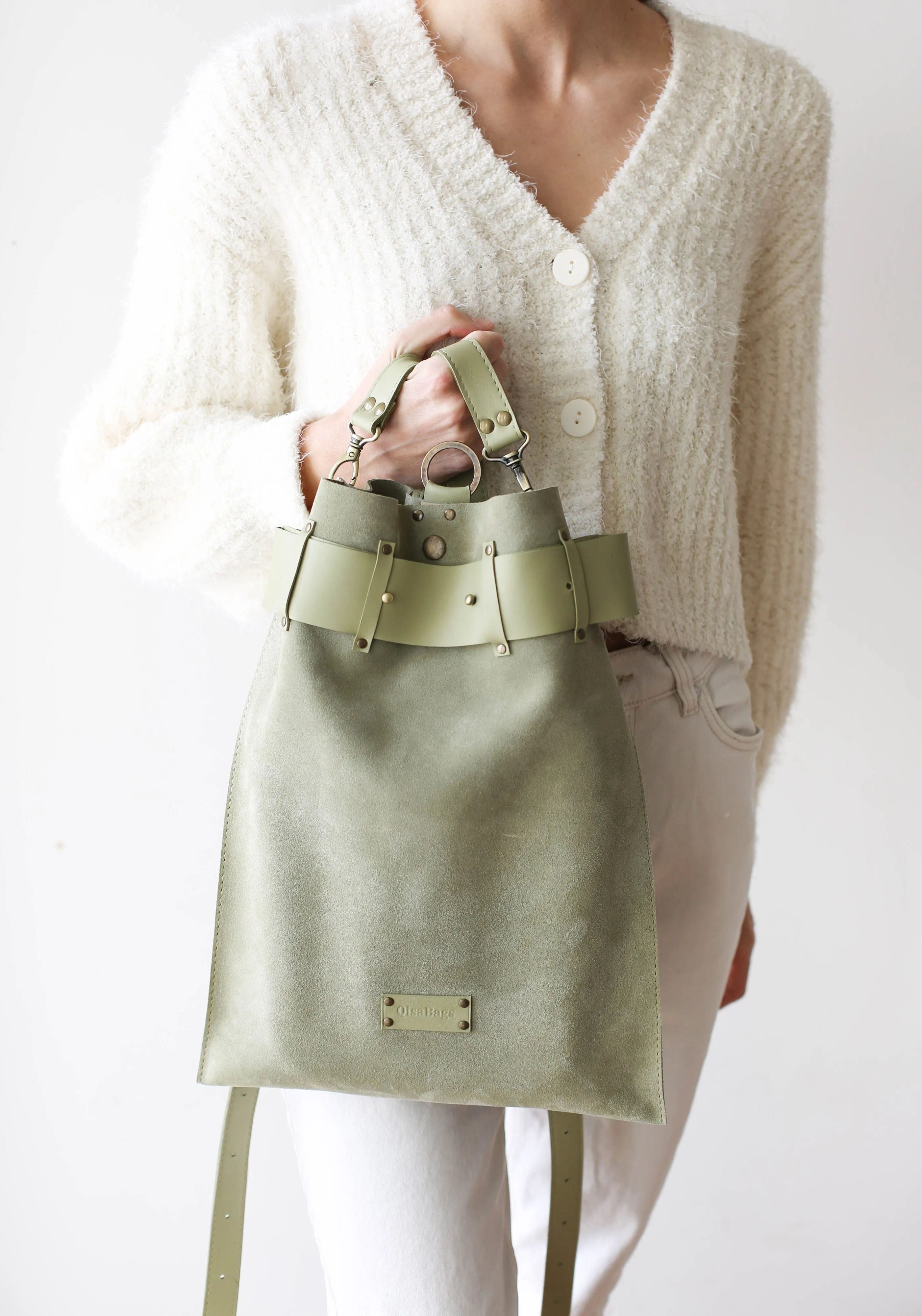 Olive Green Suede Bag