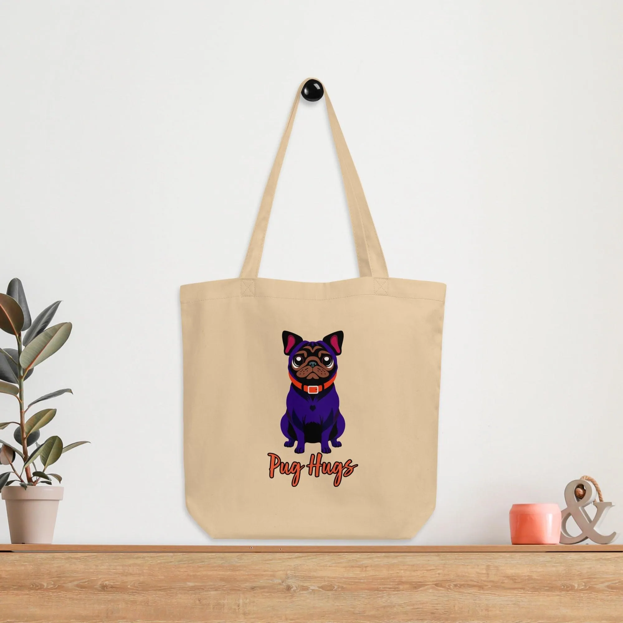 Oyster Eco Tote Bag Ink Pug Hugs