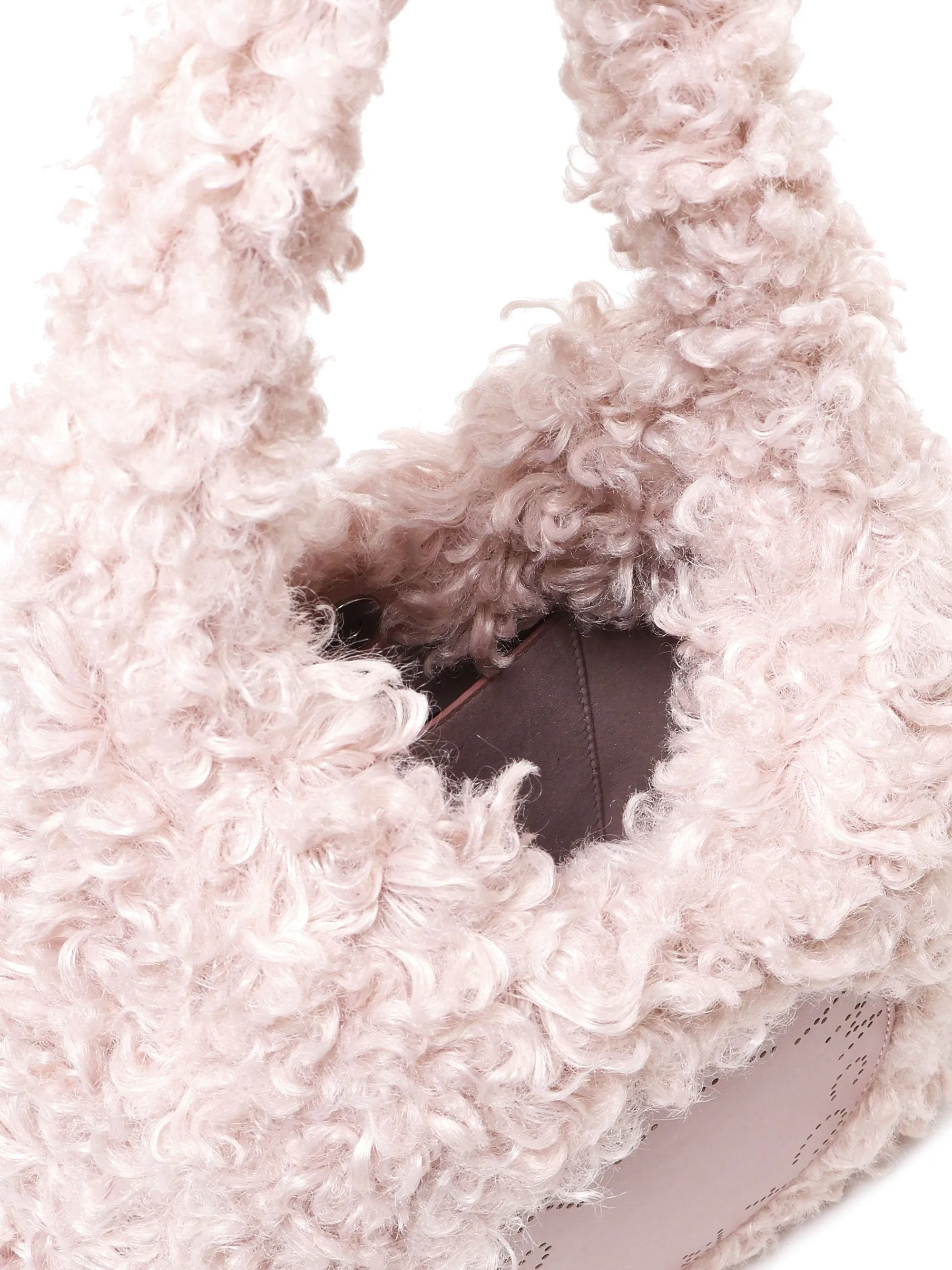 Pale Pink Vegan Teddy Hobo Bag