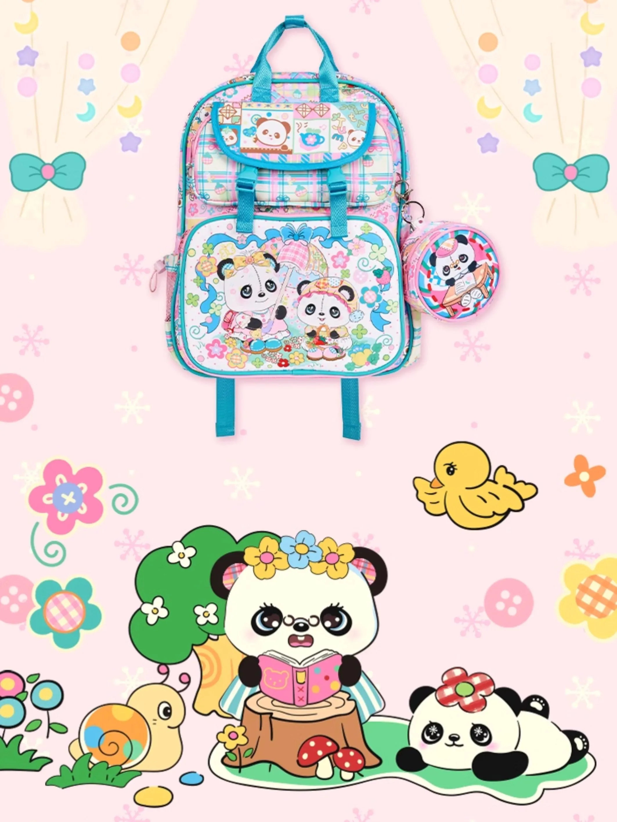 Panda print school bag【s0000007673】