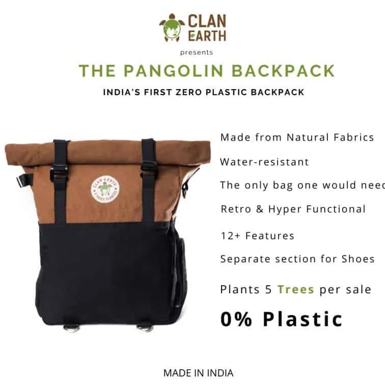 Pangolin Backpack - Camel Brown - Sustainable Eco Canvas Hyper-Functional Rolltop Travel Backpack