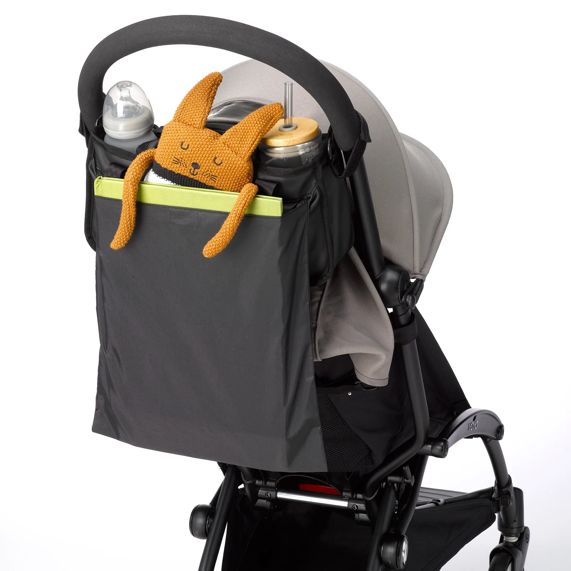 Petunia Pickle Bottom - Wander Stroller Caddy - Black Matte Leatherette