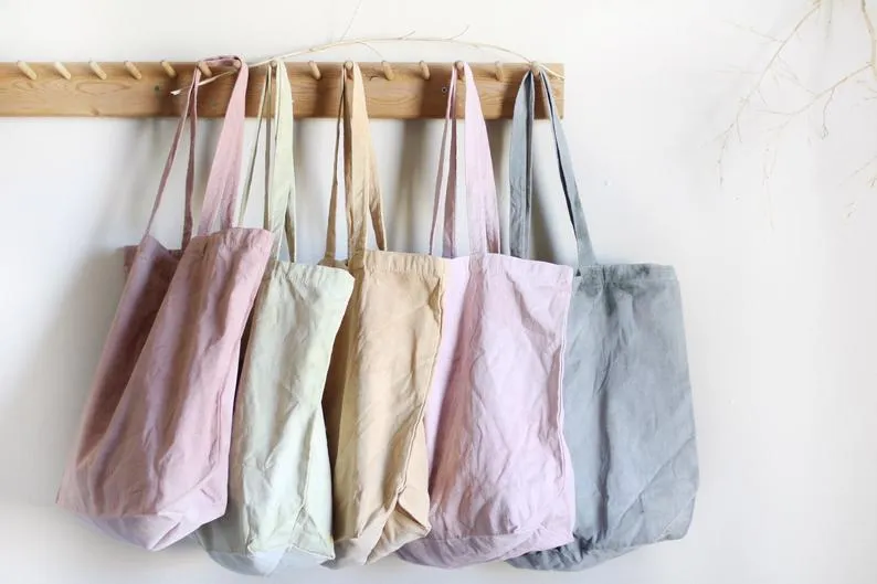 Plant Dyed cotton Canvas Tote - Neutral earthy tones