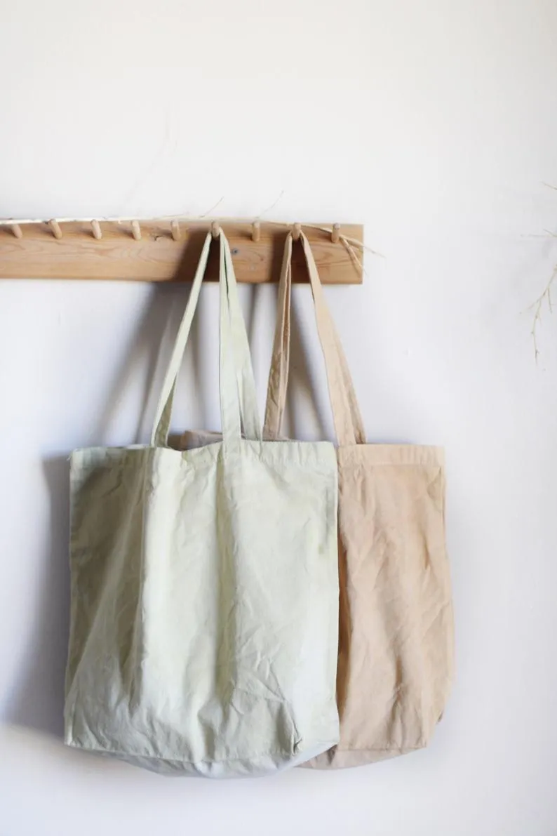 Plant Dyed cotton Canvas Tote - Neutral earthy tones