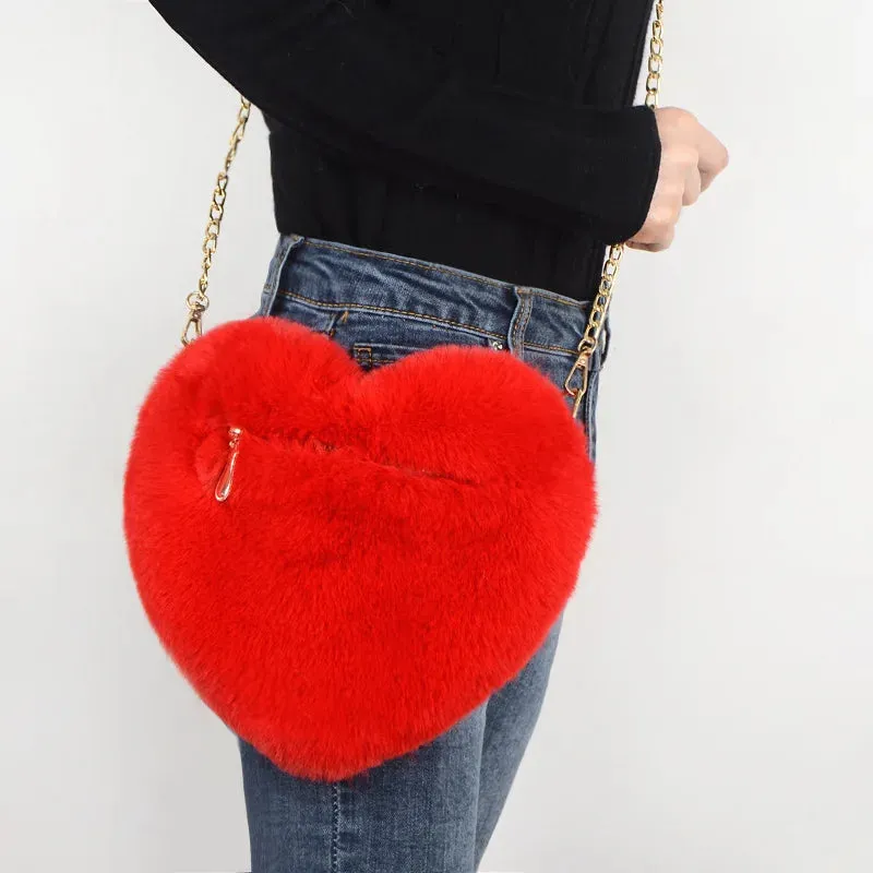 Plush Cross-Body/Shoulder Bag With Detachable Chain