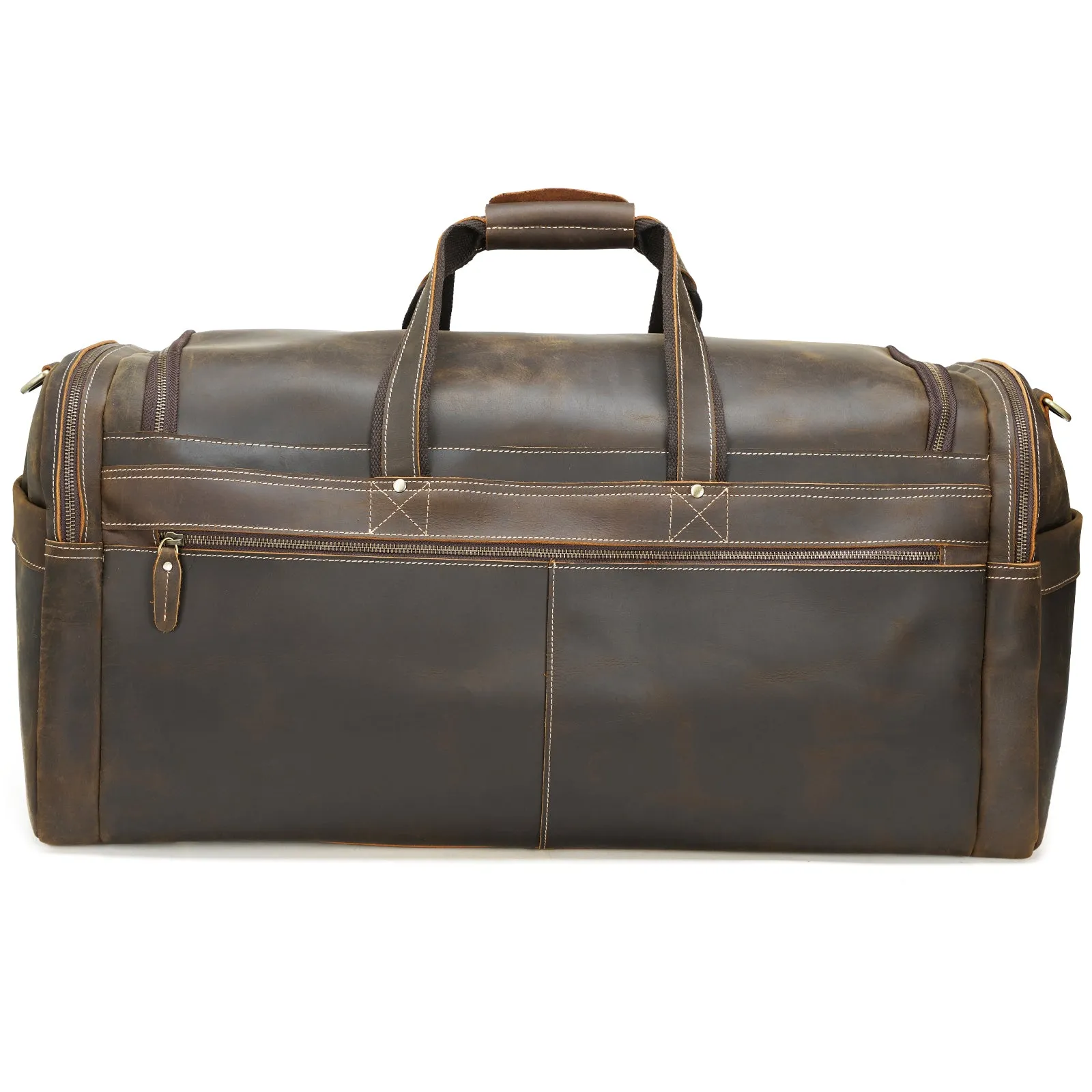 Polare 26"/30" Full Grain Cowhide Leather Large Duffle Weekender Overnight Travel Duffel Bag For Men 62L/72L