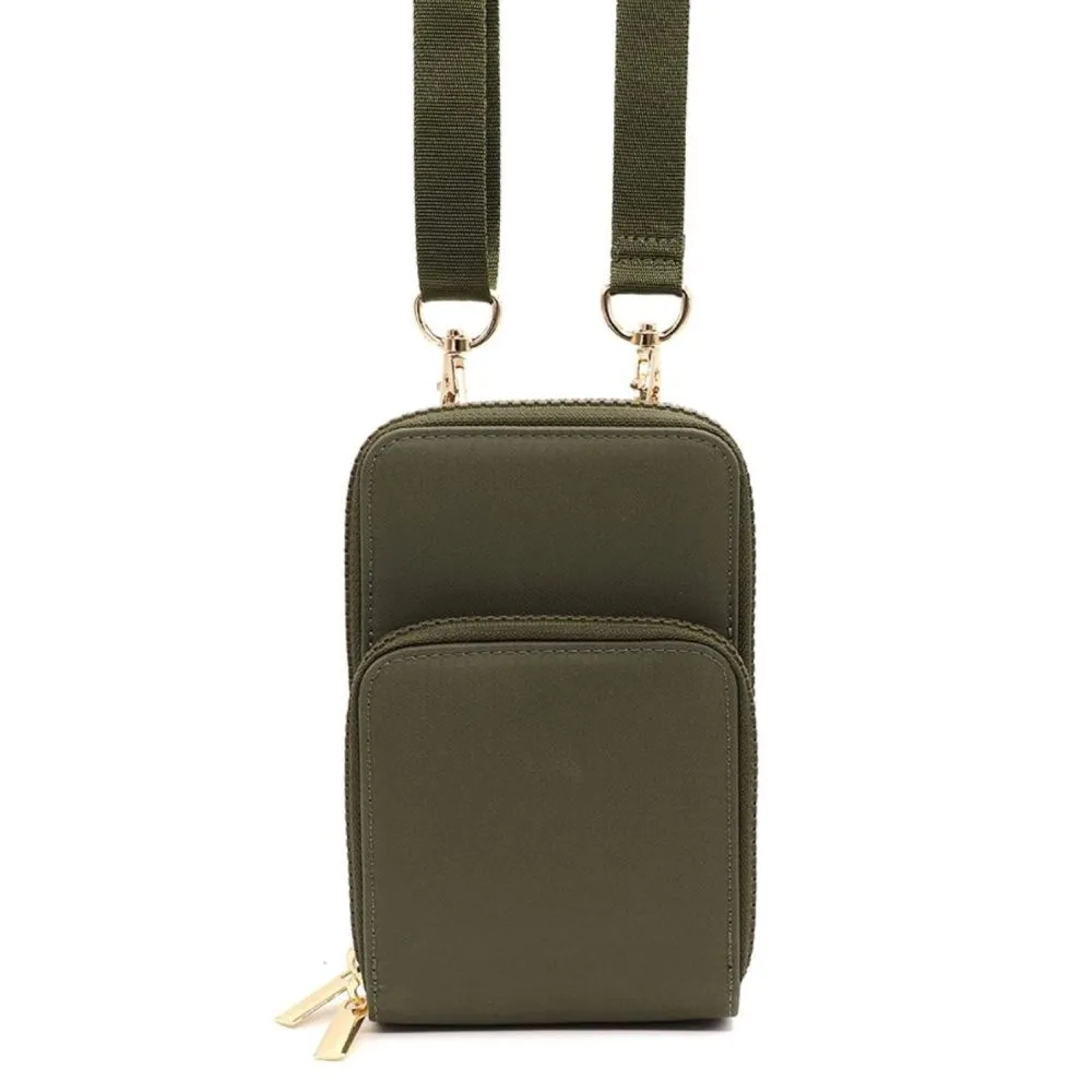 POM Recycled nylon khaki green phone bag